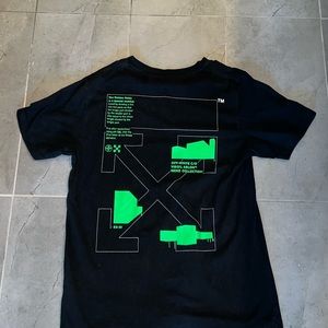 Off-White “Main Label” black and neon-green t-shirt